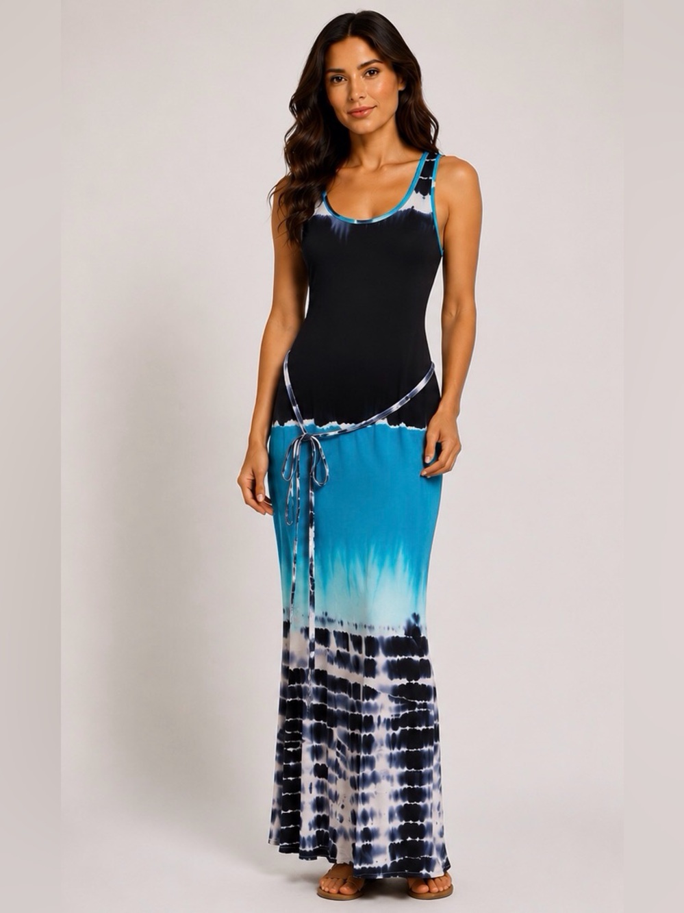 Christina Love Racerback Maxi Dress-Ocean/Black/Navy